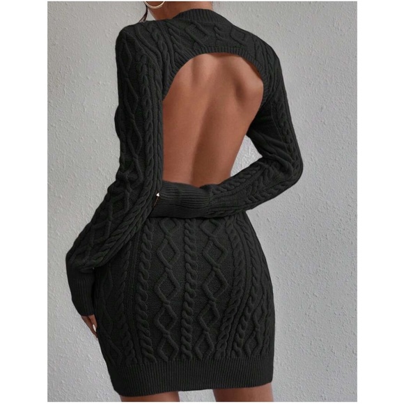 Luxe Chunky Knit Open Back Sweater Dress - Picture 6 of 12